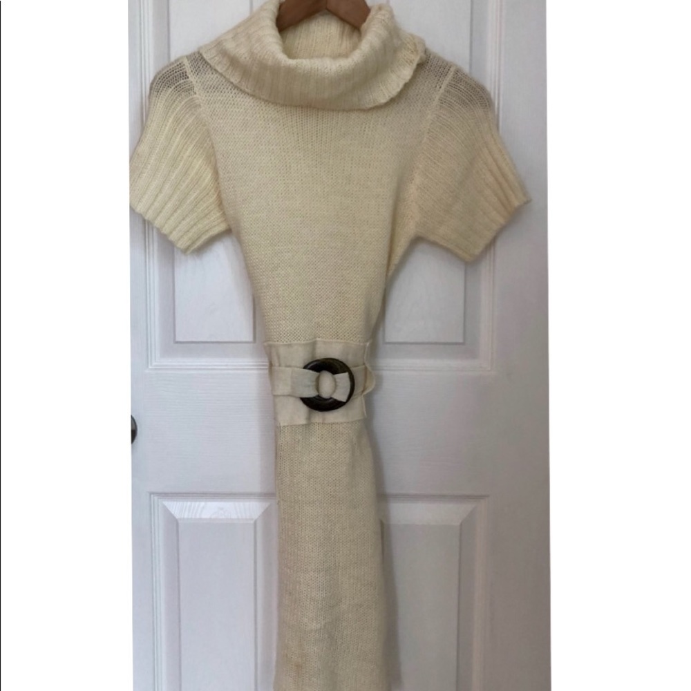 Cream Knot Sweater Dress